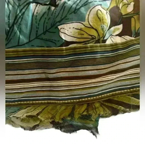 Nygard‎ size 14 teal ,greens tropical/floral gauzy cotton skirt. side zip. - Picture 6 of 9